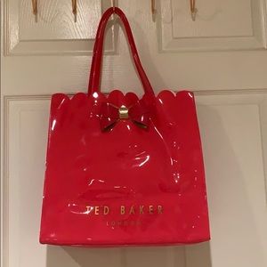Ted Baker London glossy coral PVC tote EUC